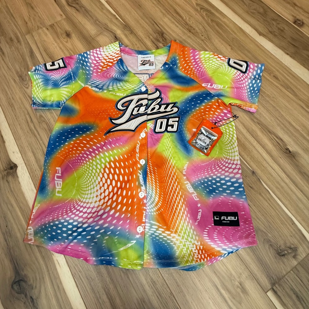 FUBU Forever 21 Jersey Shirt 05 Multicolored Tie Dye‎ Size M